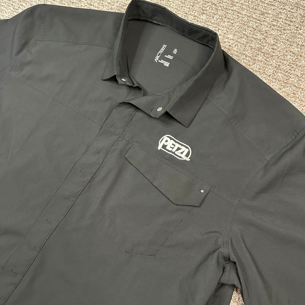 Arc'teryx Skyline SS Shirt Mens XL Black Petzl Logo Technical Button Up CA34438 - Picture 2 of 10